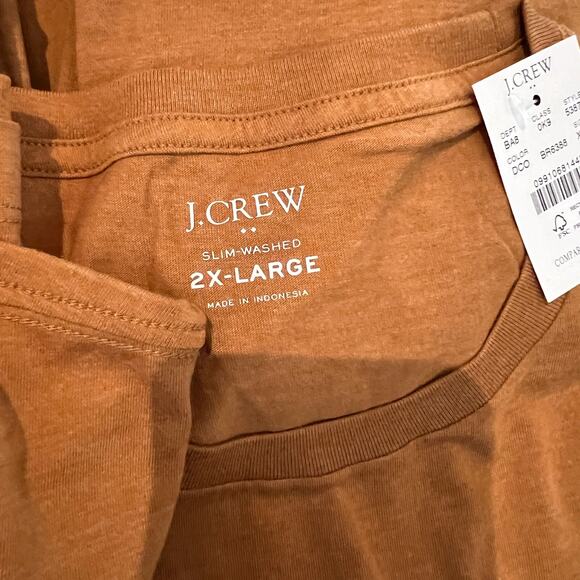NWT J. Crew Men's Deep Copper Heathered Slim Washed Jersey Pocket Tee - Picture 8 of 10